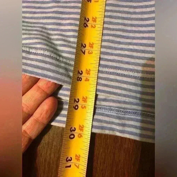 Lands End Mens Blue And White Striped 3 Button Polo. Size Large. - Picture 2 of 5